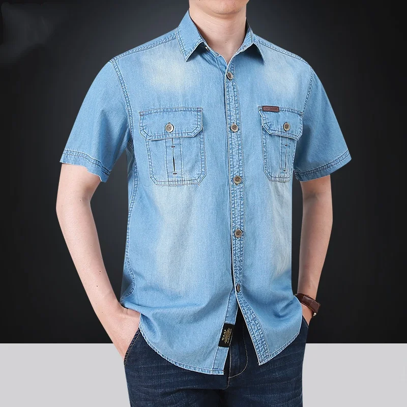 Summer 2026 Men's Denim Jacket Short-Sleeved Casual Trendy Personalized Shirt Half-Sleeve Underwear for Trendy Men