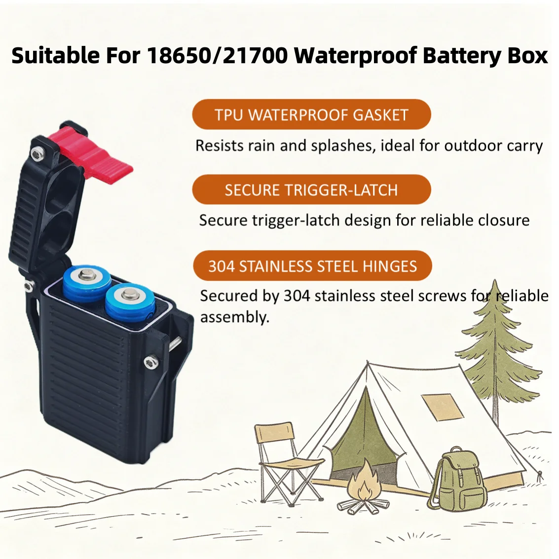 Waterproof 18650 Battery Storage Box Portable Hard Shell Battery Holder Outdoor Travel EDC Organizer Case for Flashlight Lithium