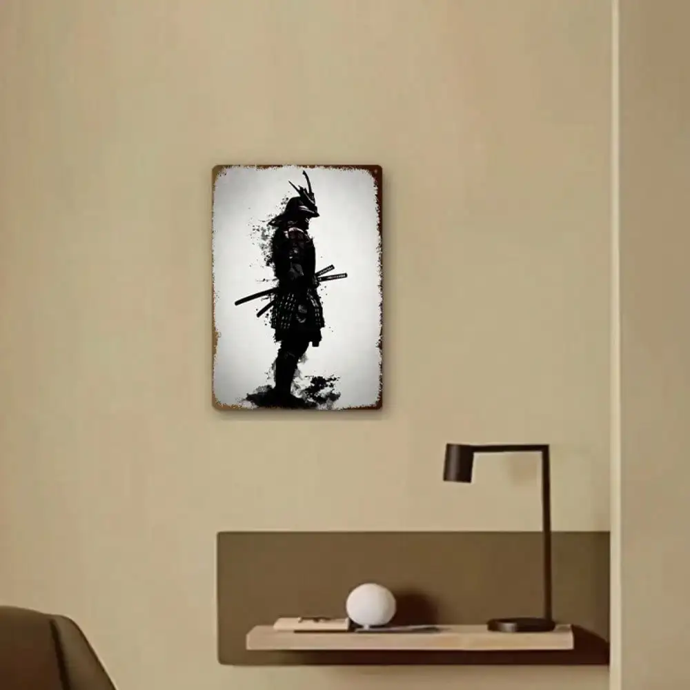 

1PC Tin Sign Samurai Warrior - Martial Arts/Japanese Decor, Vintage Katana Design, 8x12 Inches/20x30 Cm