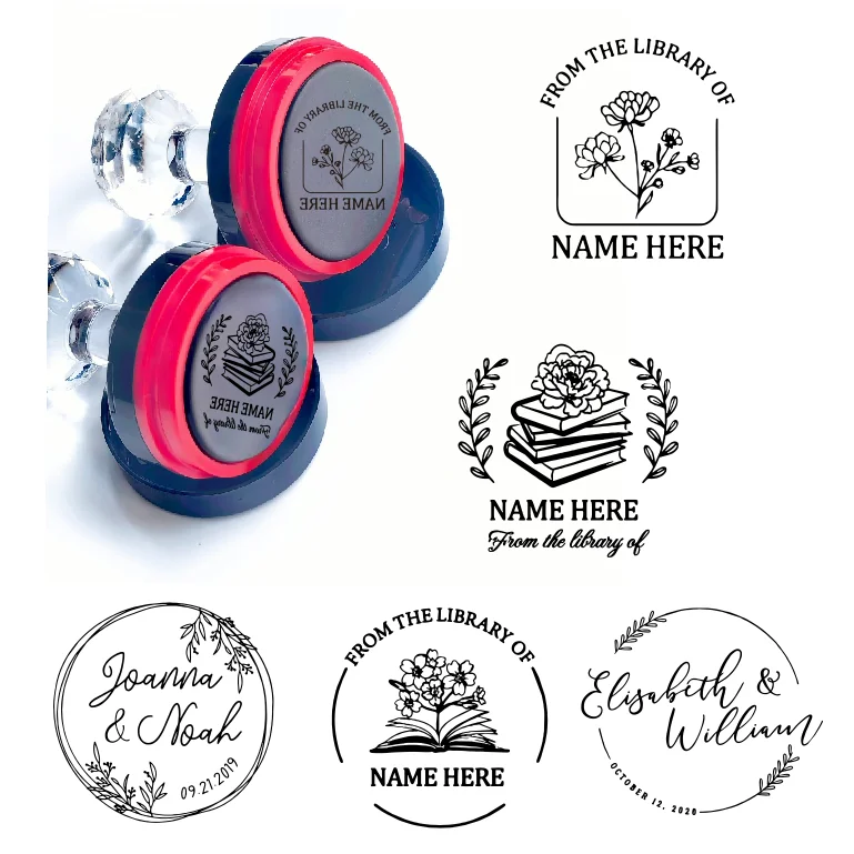 Custom Book Library Ink Stamp Personalized Self Inking Wedding Stamp Customized Photosensitive Seal Invitation Name Letter Logo