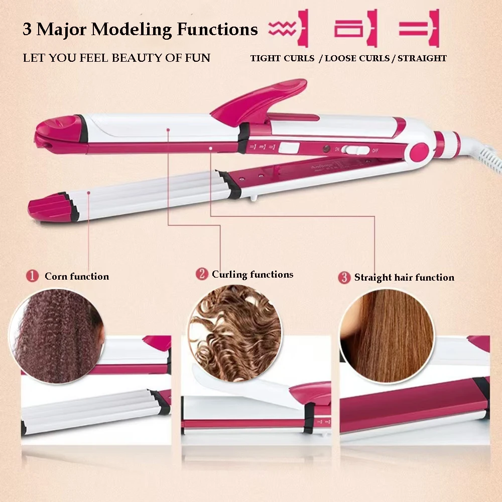 Hair Straightener Corn Perm Fluffy Splint Curly Hair Flat Iron Electric Hair Styling Tools Rotating Ceramic Wand Hair Waver