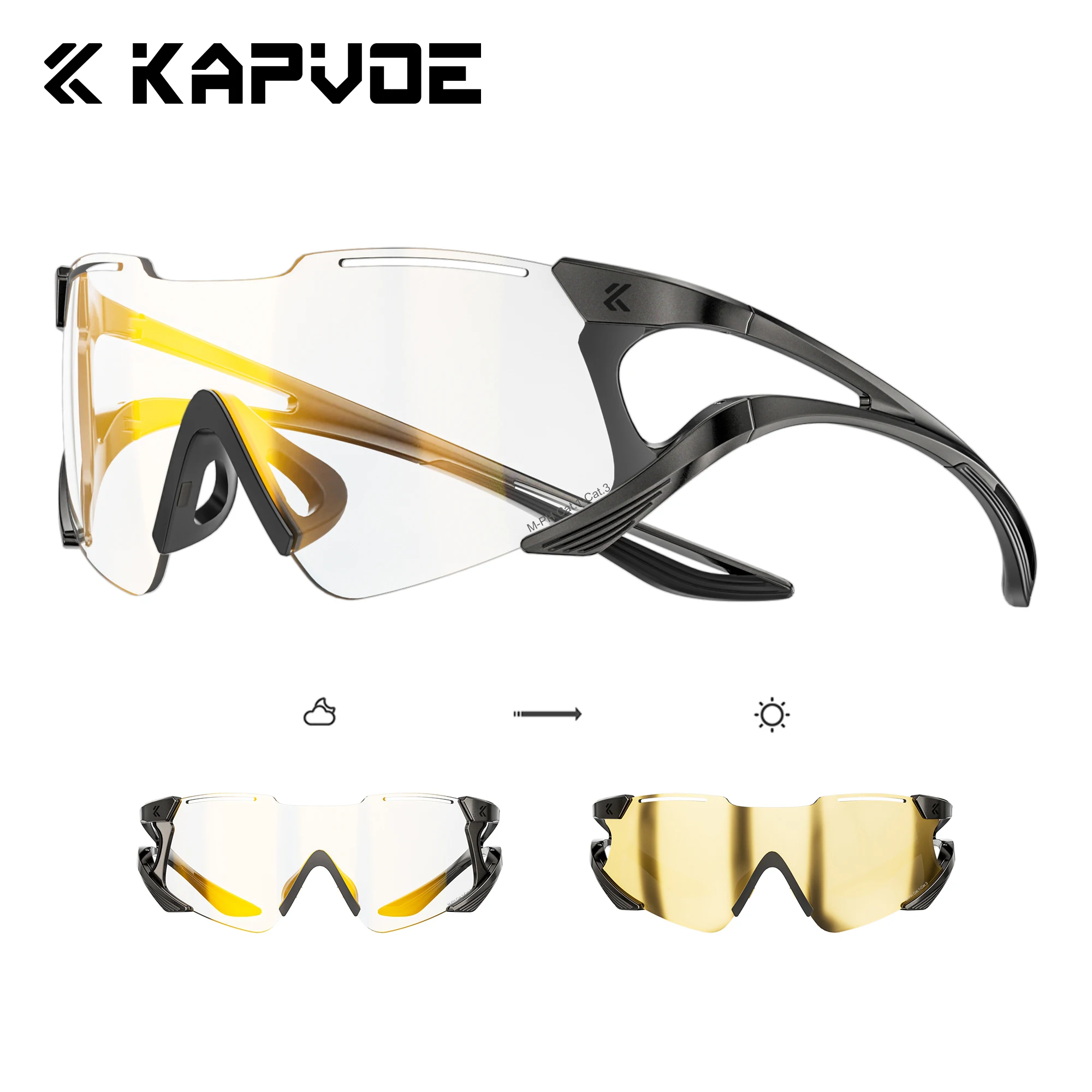 

Kapvoe Fashion Outdoor Sports Glasses UV400 Eyewear Photochromic Sunglasses Cycling Glasses MTB Road Men Goggles Bicycle Women