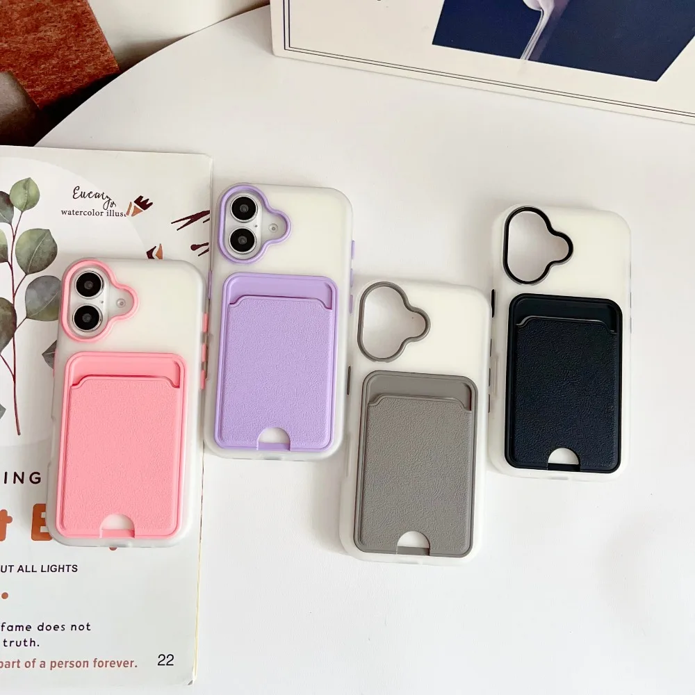 حافظة هاتف 2 في 1 من مادة TPU مناسبة لهاتف iPhone 17 16 15 Plus Pro Max، حافظة هاتف بنمط بطاقات من الجلد المتخصص للفتيات بفتحة كبيرة #1