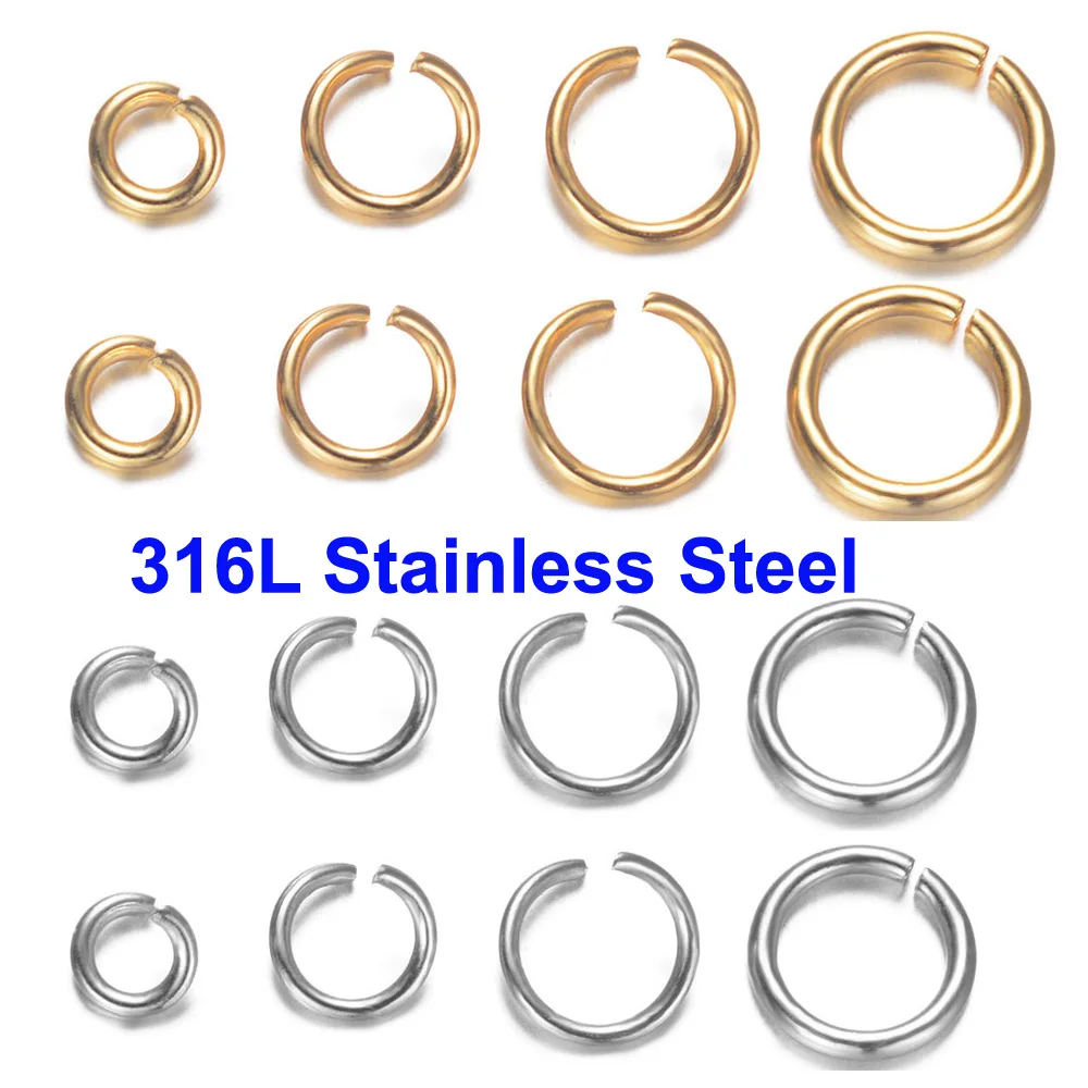 

100-3000pcs 3/4/5/6/7/8mm 316L Stainless Steel Open Jump Rings Wholesale Handmade Jewelry Connectors Necklaces Bracelets Making
