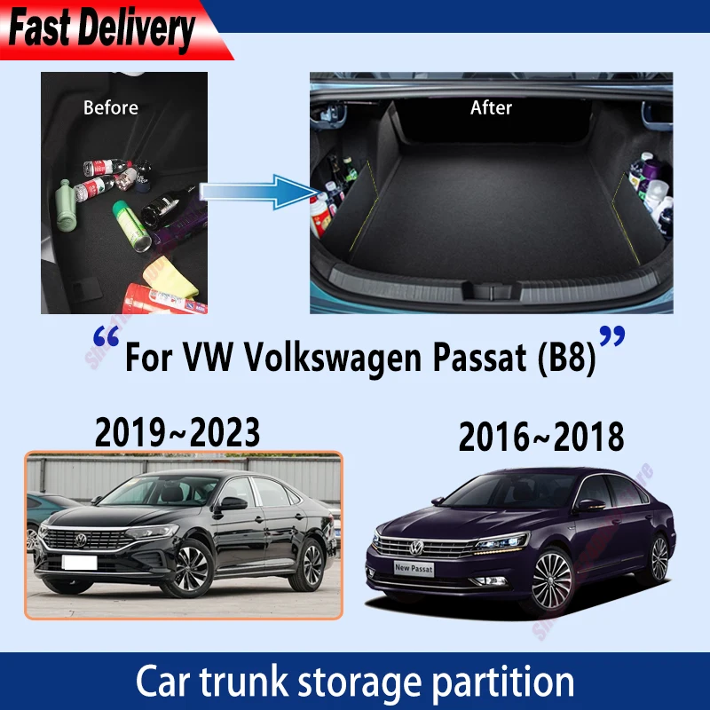 For VW For Volkswagen Passat B8 2016~2023 2022 Trunk Storage Partition Multifunction Storage Box Auto Interior Parts