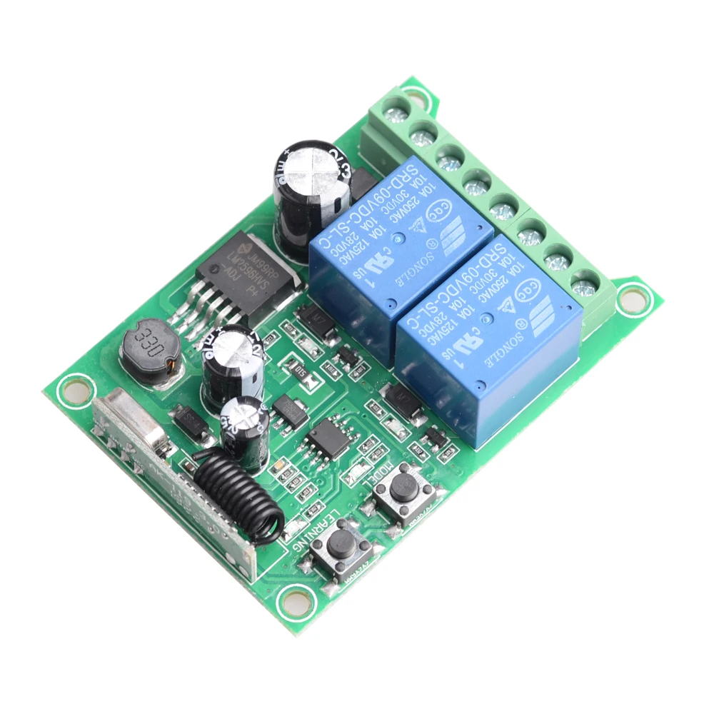 DC 12V-48V 24V 36V 433MHz RF Wireless Remote Control Switch Relay 2CH Multifunction Receiver Module Garage curve Motor Light