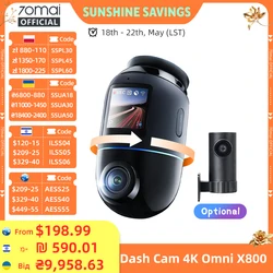 Global Version 70mai Dash Cam 4K Omni X800 360° Rotating Dual-Channel HDR Supported 4G Compatible Supercapacitor 70mai X800 Omni