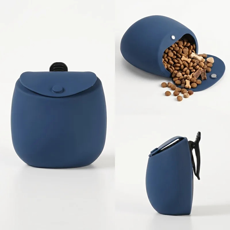 1Pc Portable Silicone Puppy Snack Storage Bag, Magnetic Closure Dog Training Treat Pouch With Durable Clip For Walking Training - view 4