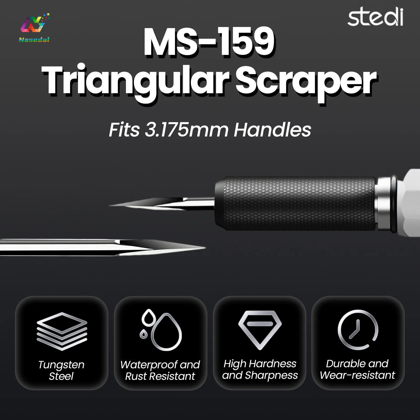 Stedi MS-159 Tungsten Steel Triangular Scraper Head Only for Gundam Military Model Deburring Hobby DIY Craft Tools Edge Shaping