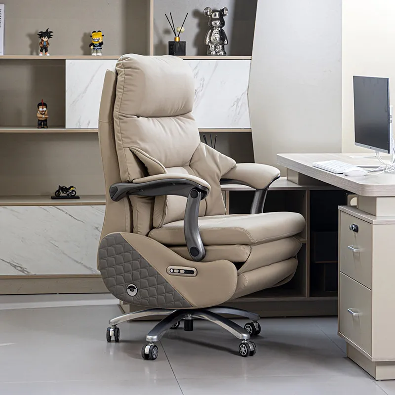 Genuine Leather furniture Electric Boss Chair Comfort Massage Reclining Office Chair High End Home Computer Chair for Office Nap
