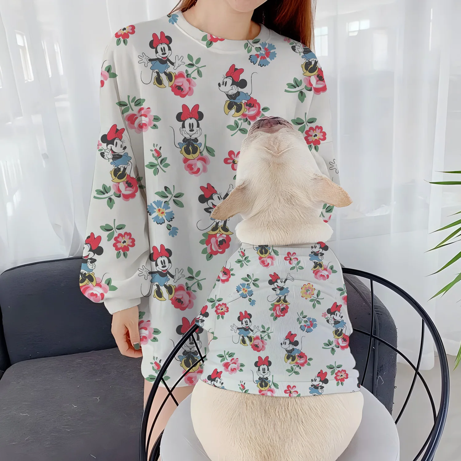 

Mickey Casual Sweatshirts Long Sleeve Disney Pullover Women Dog Clothing Parent-Child Clothes Women's Pet Round Neck Winter 2024