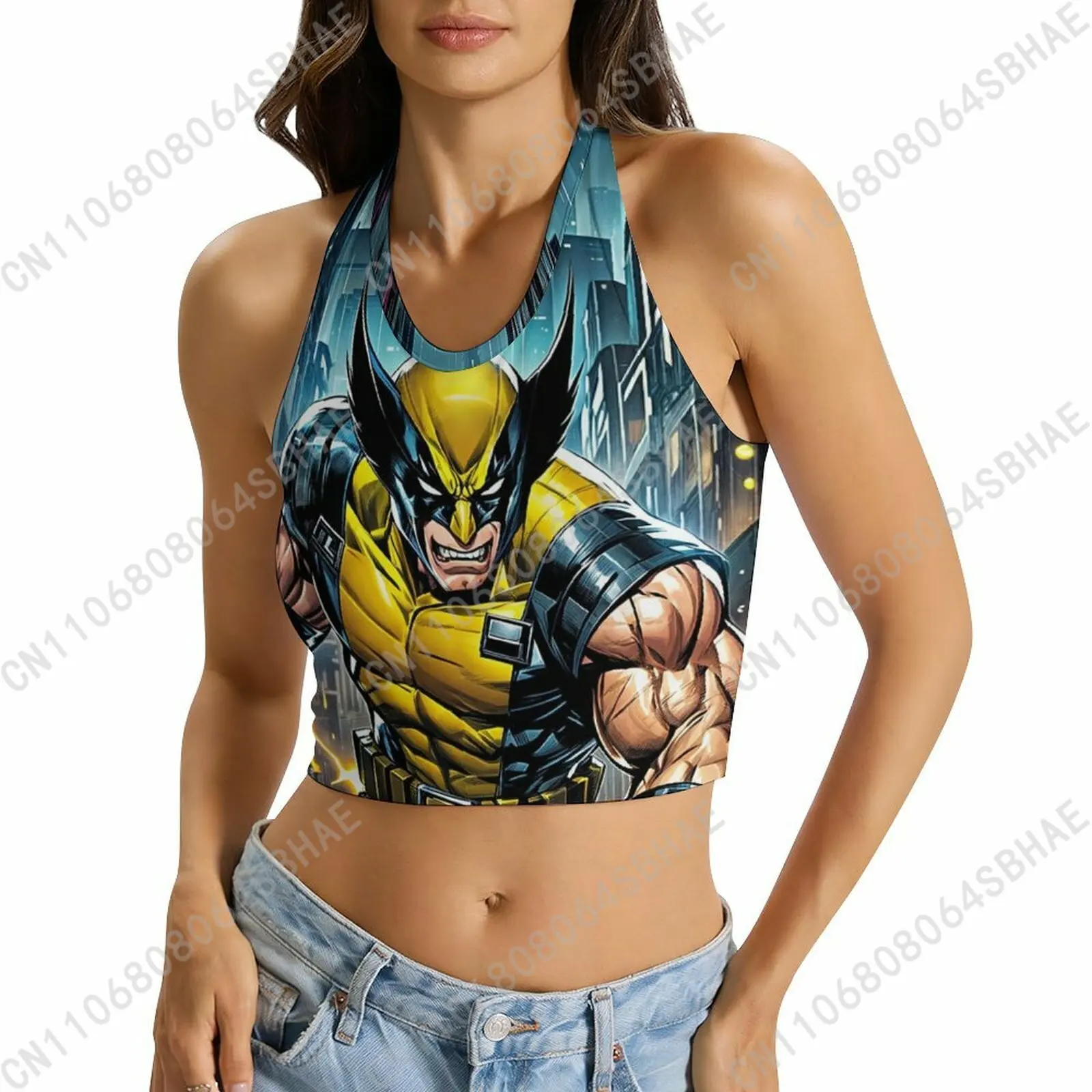 

Marvel Wolverine Custom Photo Women's Halter Top Personalized Picture Tie Back Cami Upload Your Gift Wife Girlfriend Cosplay