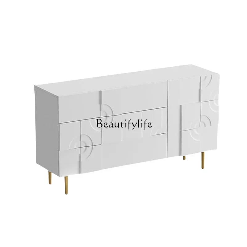 

ls 42American light luxury carved solid wood dining side cabinet French cream style white wall creative storage cabinet