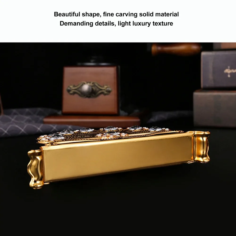 Gold Metal Napkin Holder Hollow Out Rhinestones Table Napkin Organizer European Iron Alloy Zinc Alloy Napkin Holder