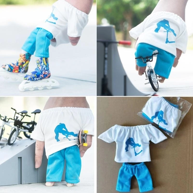 Tương Tác Mini Ngón Tay Xe Trượt Scooter Quần Áo Đóng Thế Đầu Ngón Tay Quần Áo Thun Bộ Đồ Chơi Giày Trượt Xe Tay Ván Trượt