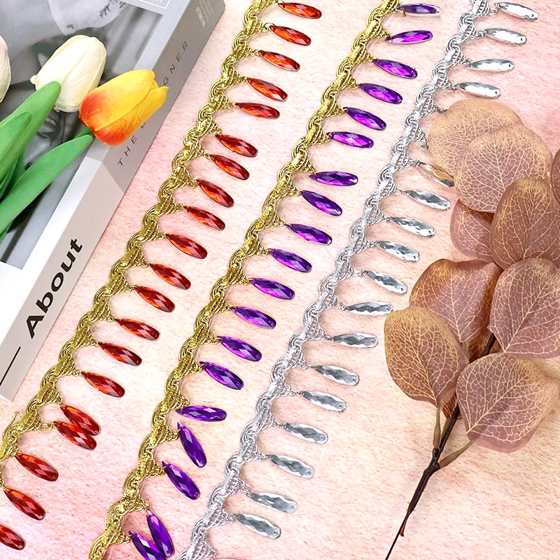 

Rhinestone Fringe Tassel Trim 5/10 Yards for Latin Dance Dress Costume Decoration Sewing Accessories