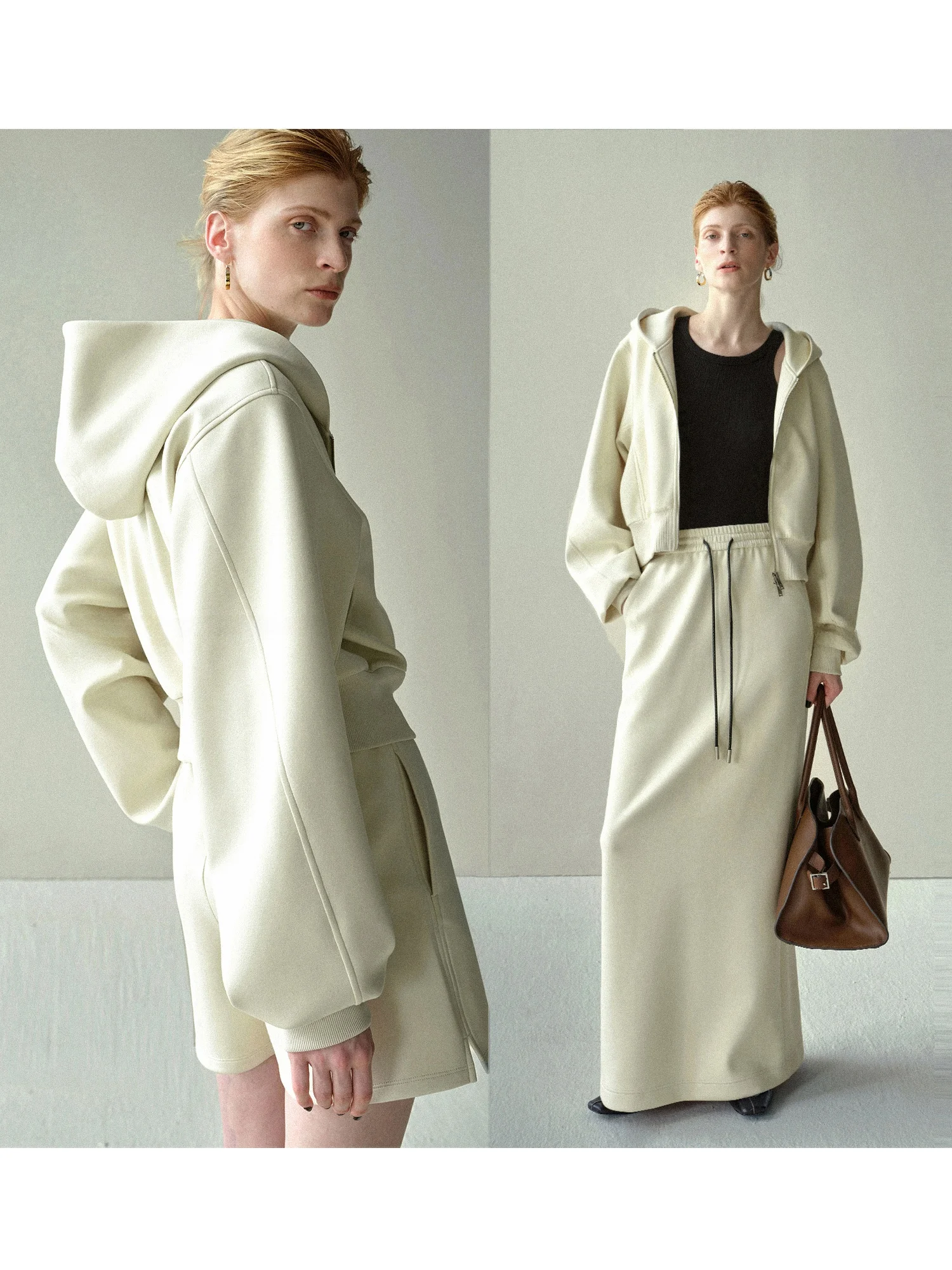 

Предпочтительный комплект Mogas Blogger's: удлиненное худи из бархатистого хлопка, юбка и шорты. Женский повседневный свободный костюм для весны и осени.