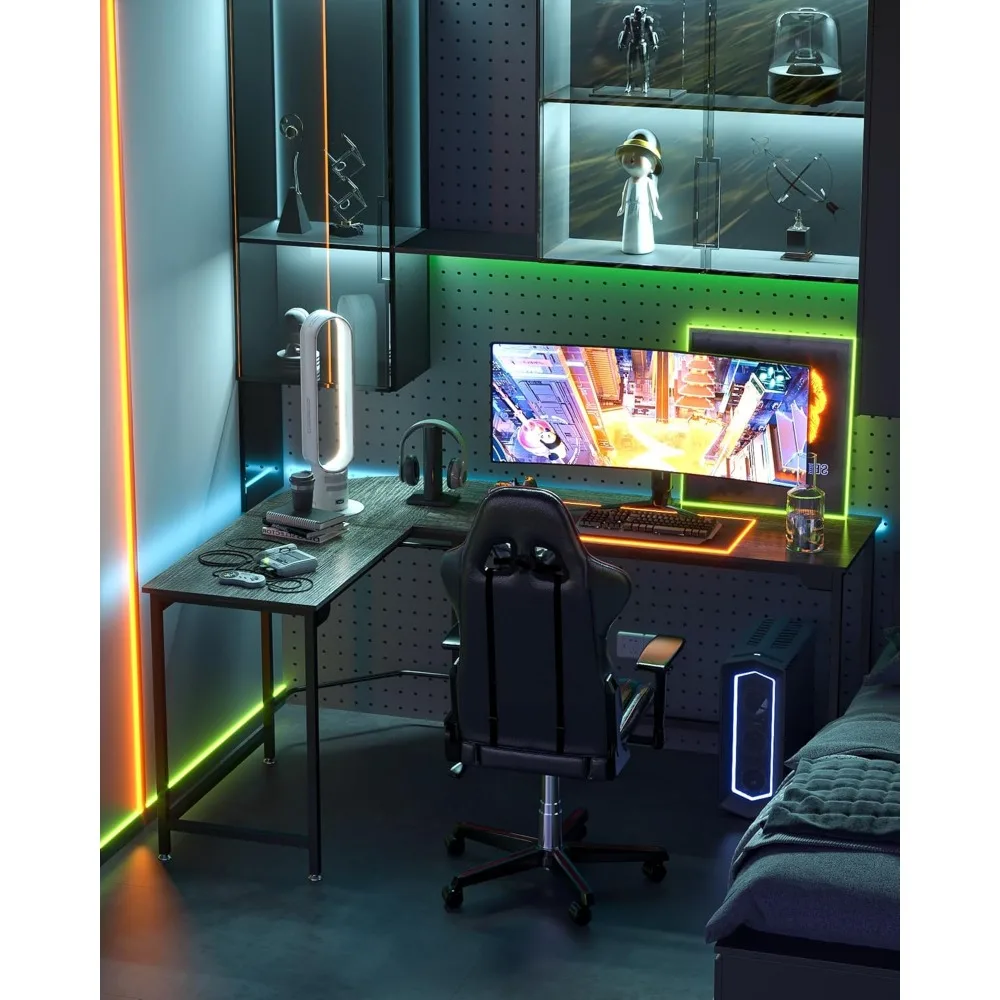 Escritorio para juegos en forma de L, escritorio para computadora de 66 esquinas para oficina en casa, mesa para juegos, estudio, escritura, estación de trabajo, adecuado para espacios pequeños