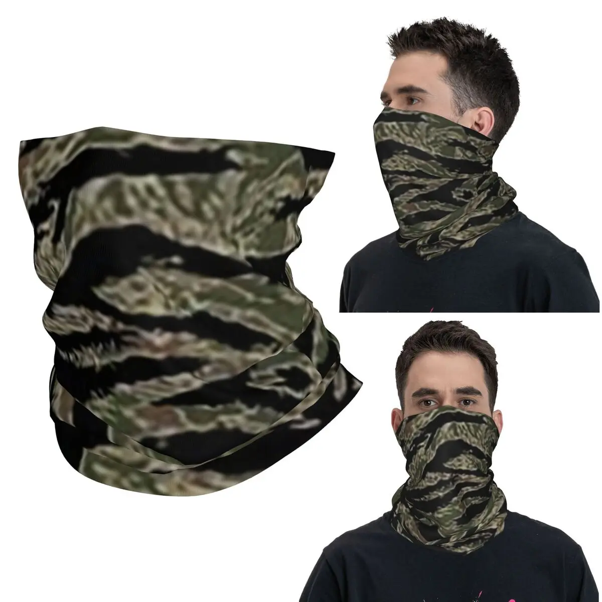 

Камуфляжная бандана в тигровую полоску в стиле милитари, 1 бандана, шарф для лица с принтом, теплая повязка на голову для бега, унисекс, для взрослых, моющаяся