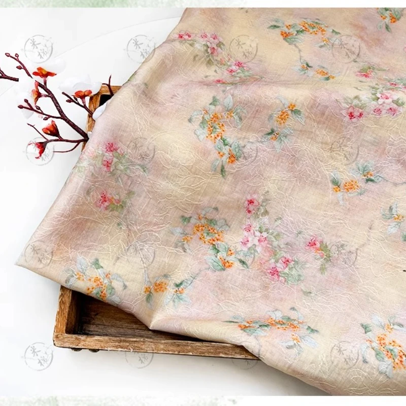 

1meter Pastel Gradient Rose Jacquard Fabric New Chinese Style Cheongsam Dress Hanfu DIY Material Handmade Couture Sewing Fabrics