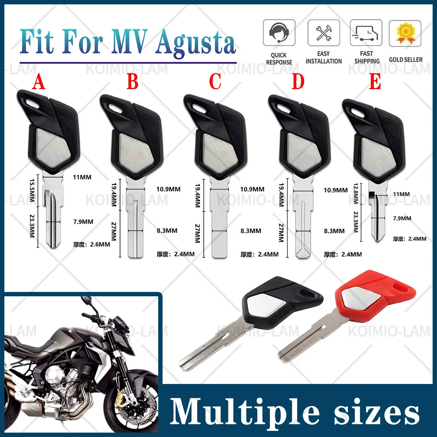 Fit for MV Agusta Brutale 675 1090 920 990 910 800 750 F3 F4 1000 Uncut Blade Blank Key