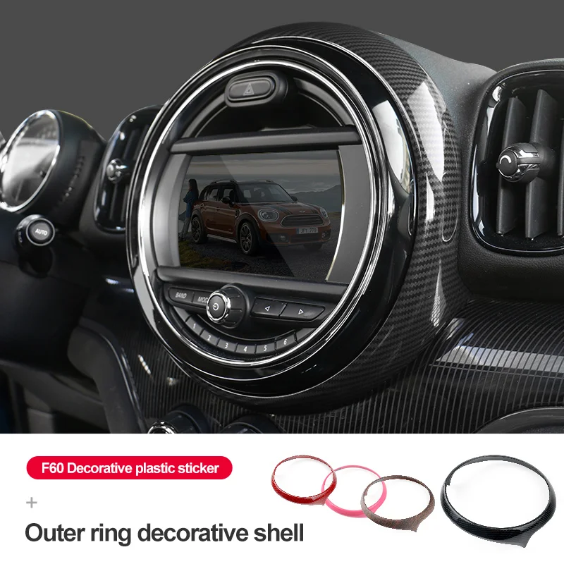 Central Control Screen Outer Ring Decorative Shell For F60 Countryman Car Styling Interior Accessories Plastic Carbon Sticker