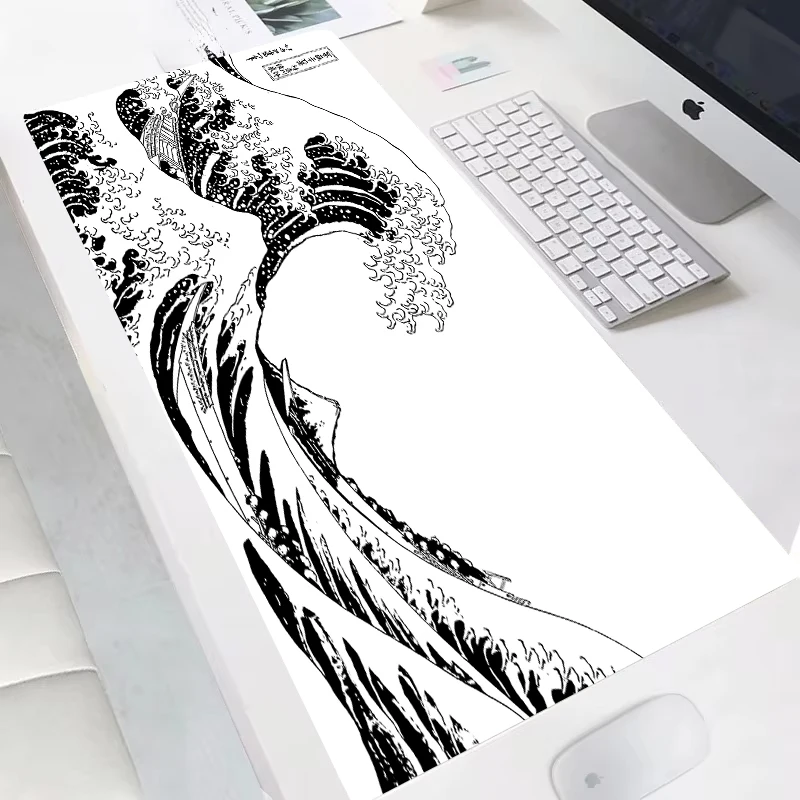 New Japanese Style The Great Waves Large Size Rubber Anti-slip Mousepad for Gamer Computer Office Keyboard Desktopmats 400X900mm