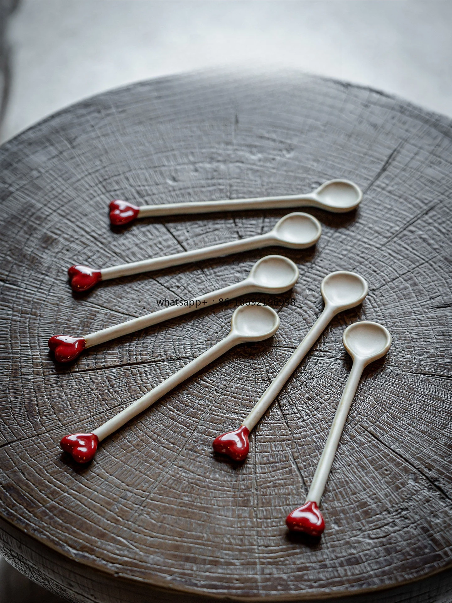 Chinese Handmade Ceramic Coffee Stirring Stick Coarse Pottery Hand-painted Spoon Teaspoon Bee Milk Tea Spoon Long Handle