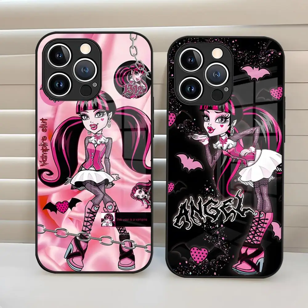 M-Monster Cartoon High Phone Case Tempered Glass Cover For IPhone 15 Pro Max 14 Pro 16 12 11 13 Mini X XR XS 8 7 Plus SE