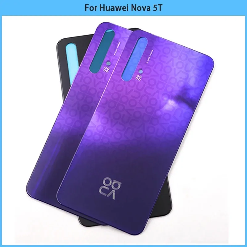 Brand New For Huawei Nova 5T Battery Back Cover 3D Glass Panel Rear Door Nova 5T Glass Housing Case With Lens Adhesive Replace