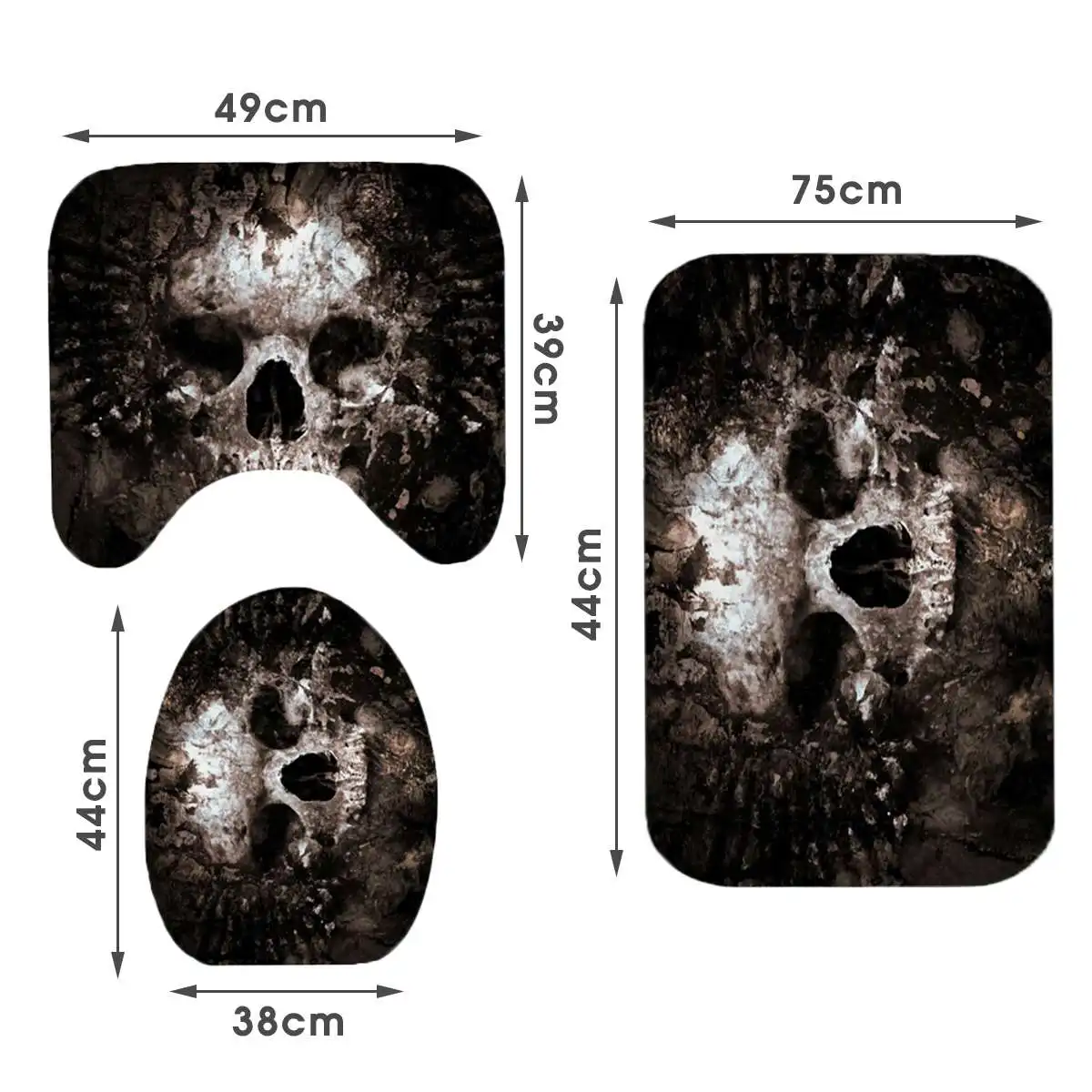 Scary Rusty Rotten Skull Halloween Pattern for Shower Curtain Non-slip Bath Mat Set Waterproof Polyester Tenda Da Bagno