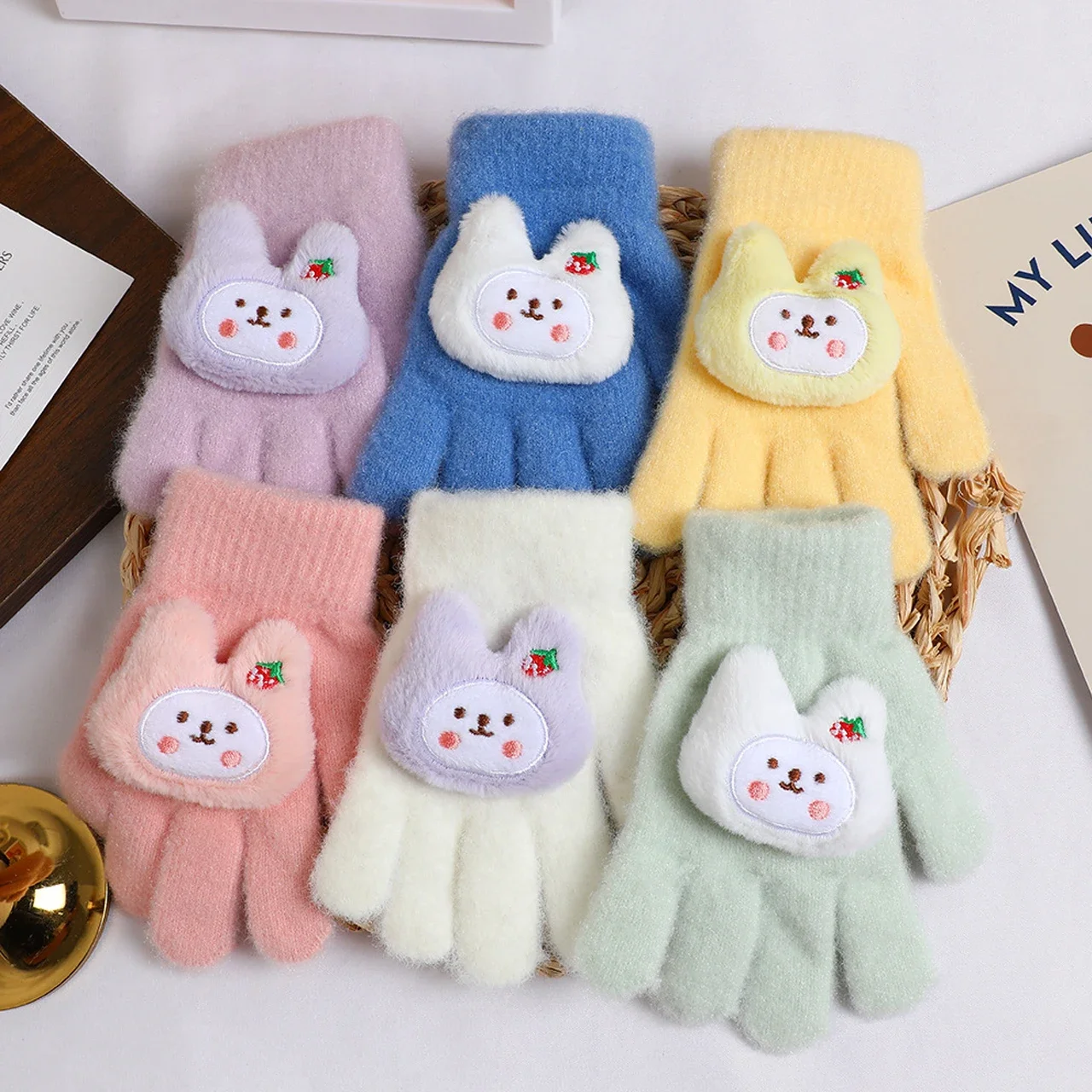 

Cute Cartoon Rabbit Kids Gloves Winter Warm Baby Boys Girls Five Finger Mittens Kids Winter Hand Warmer Glove