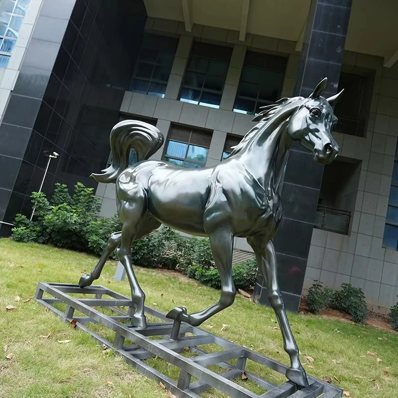 @#Factory-Customized High Quality Large Modern Outdoor Decorative 3D Stainless Steel Surface Painted Arabian Horse Sculpture