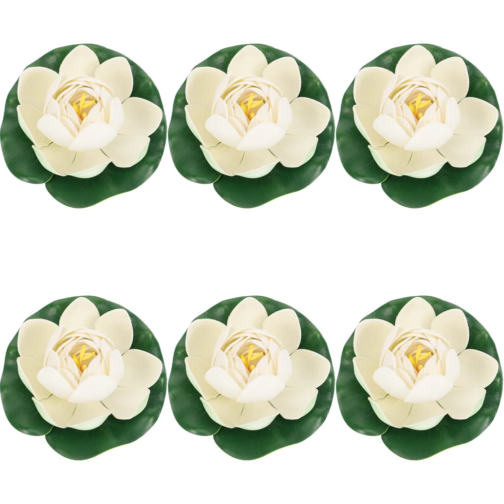 6 قطعة زهرة اللوتس العائمة ديكور بركة اصطناعية الحلي محاكاة زهرة اللوتس حوض السمك زينة الزهور العائمة #2