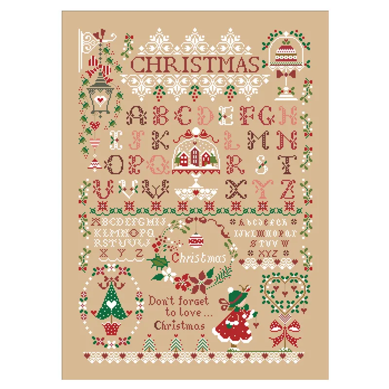 عيد الميلاد فتاة عبر الابره عدة X-mas هدية الكرتون تصميم 14ct 11ct الكتان الكتاني قماش التطريز DIY التطريز