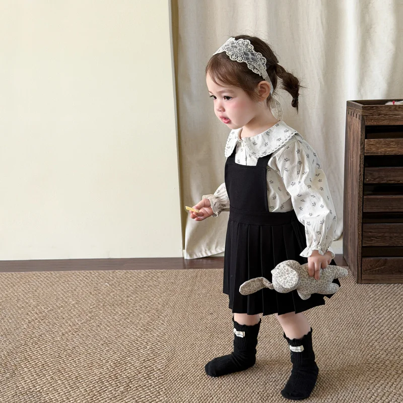 ZheLi Children's Clothing Girls' Spring Outfit Set Dress2026New children's clothing baby girl's pleated suspender dress