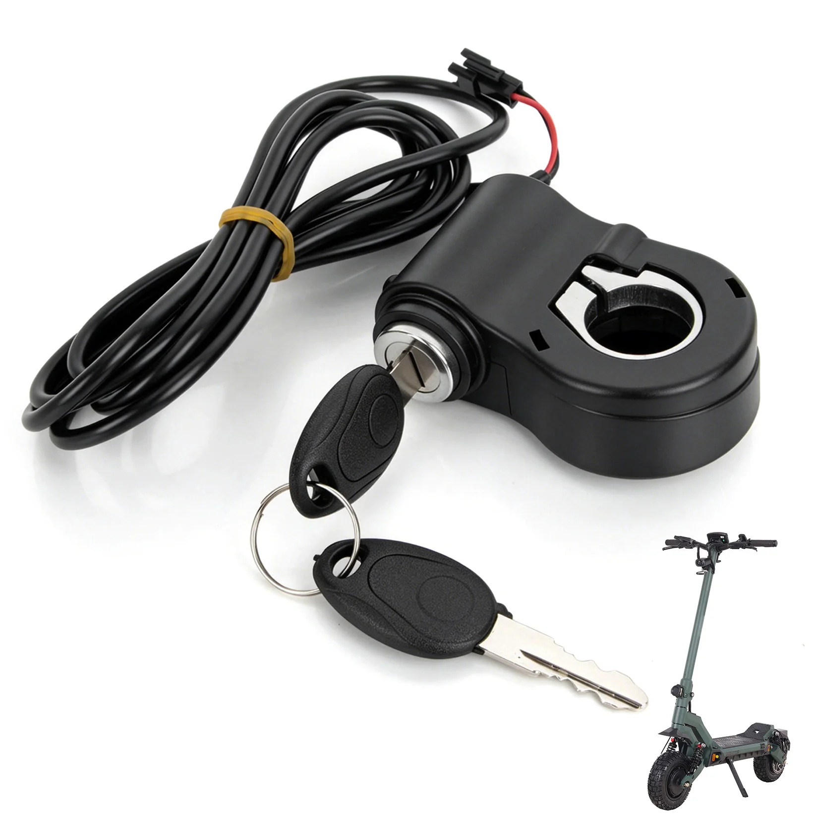Chave de Ignição 12V-72V para Ebike, Interruptor de Ignição com 2 Fios e 2 Chaves para Super 73 e Ridstar Q20, Universal para E-Scooter Elétrico