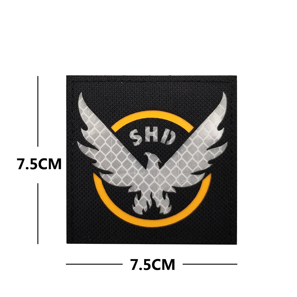 SHD The Division بقع مطرزة للملابس اطلاق النار لعبة لعب الأدوار التكتيكية شارة أجنحة هوك وحلقة شارة على ظهره #4