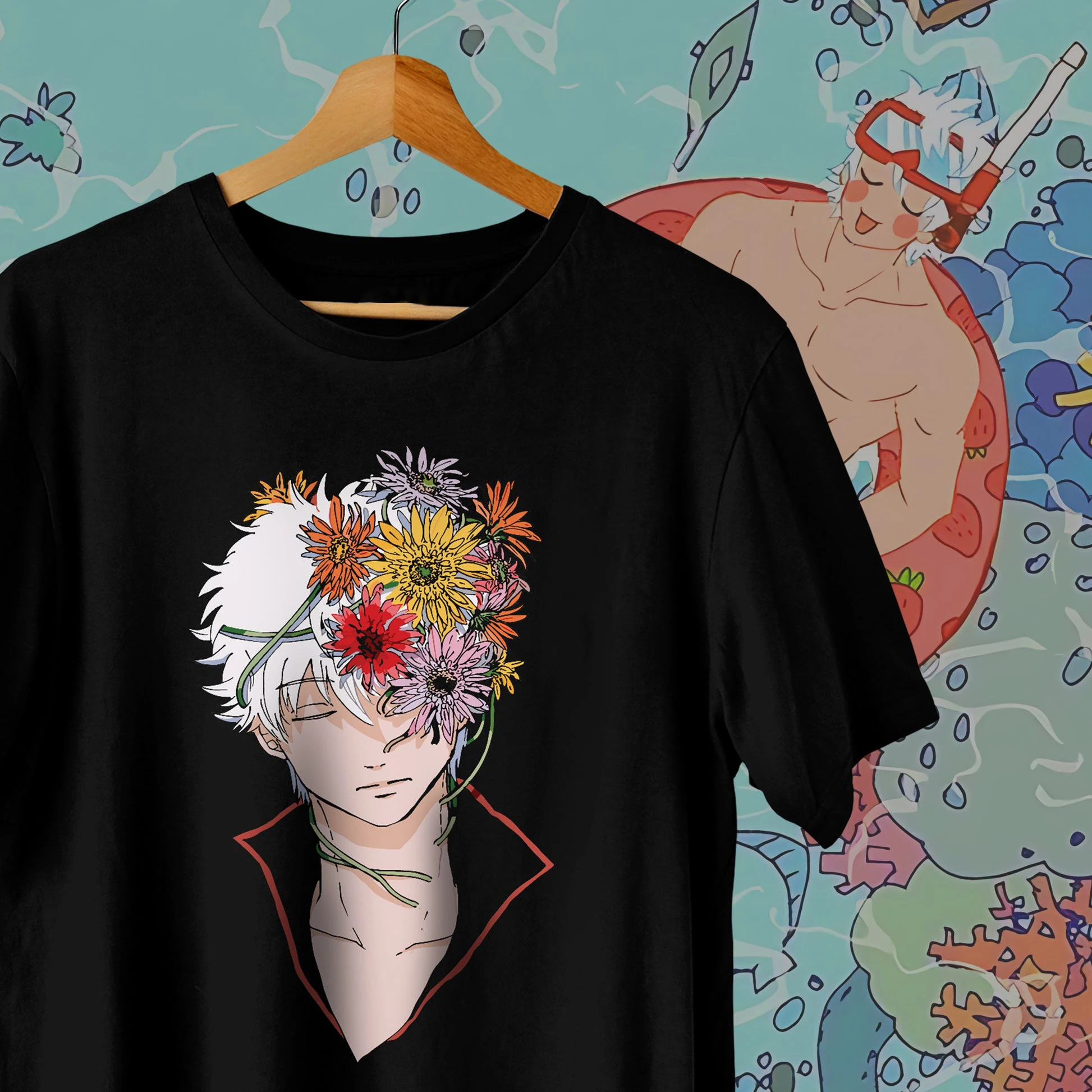 Gintama X Hells Paradise Anime Oversized T-shirt Men Women Streetwear Short Sleeve Streetwear Harajuku Y2k Female Male Clothing