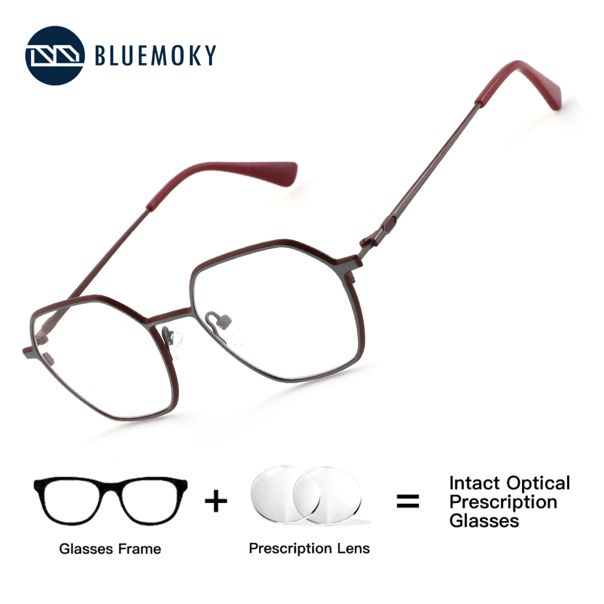 

BLUEMOKY Metal Rectangle Prescription Reading Glasses,Women Men Optical Vision Correction,Anti Blue Light Progressive Myopia