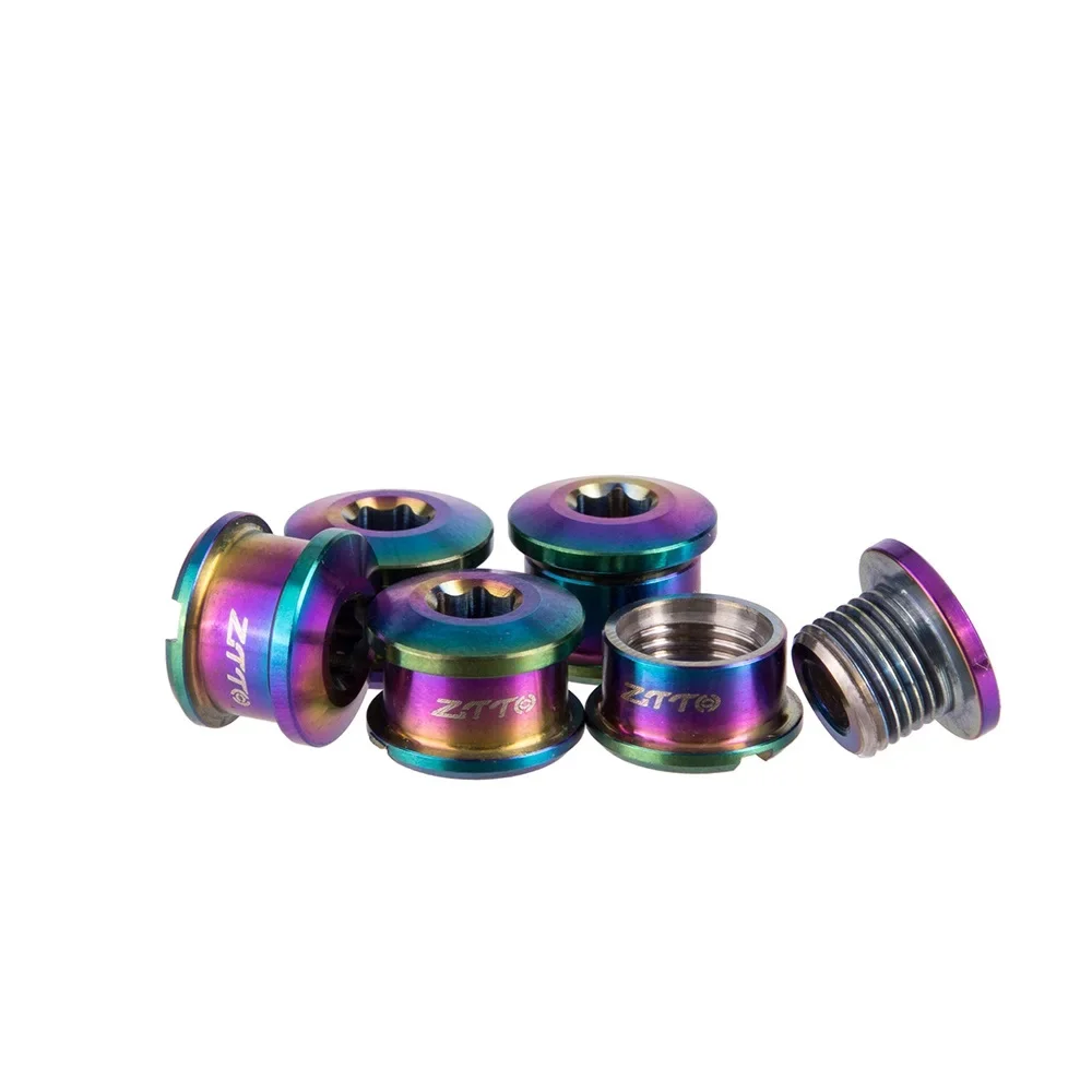 Ti Titanium Alloy Rainbow Bicycle Chainwheel Screws High-strength Disc Crankset Screw MTB Road Bike Chainring Ti Colorful Bolts