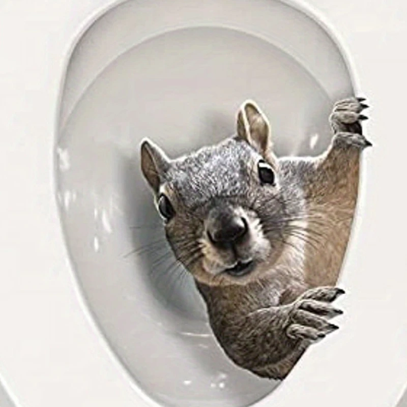 1pc Eichhörnchen Toilette Aufkleber Toiletten deckel Sitz wasserdichte Aufkleber Badezimmer lustige Tier dekoration wasserdichte Vinyl Aufkleber