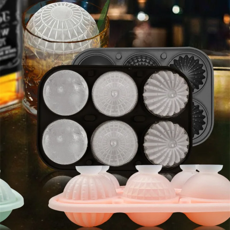 Cactus Ball Ice Cube Tray DIY 6 Grid Round Freeze Ice Cube Maker Box For Whiskey Cocktails Freezer Juice Drinks Chilled Ice Mold view 5