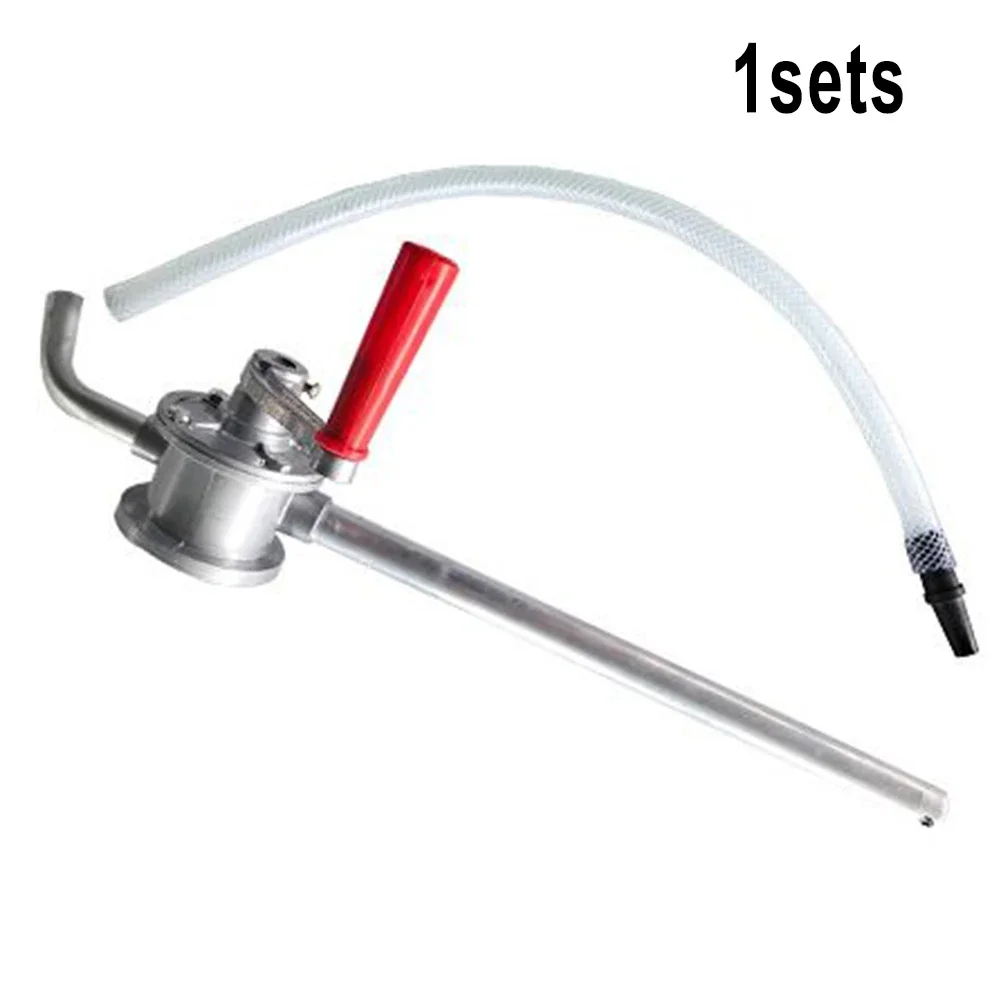 1 Set Drum Rotary Pump Hand Crank Fuel Oil Gas Transfer Pump 55 Gallon Aluminum Connecting Pipe For Dispensing Oil Fuel Petrol