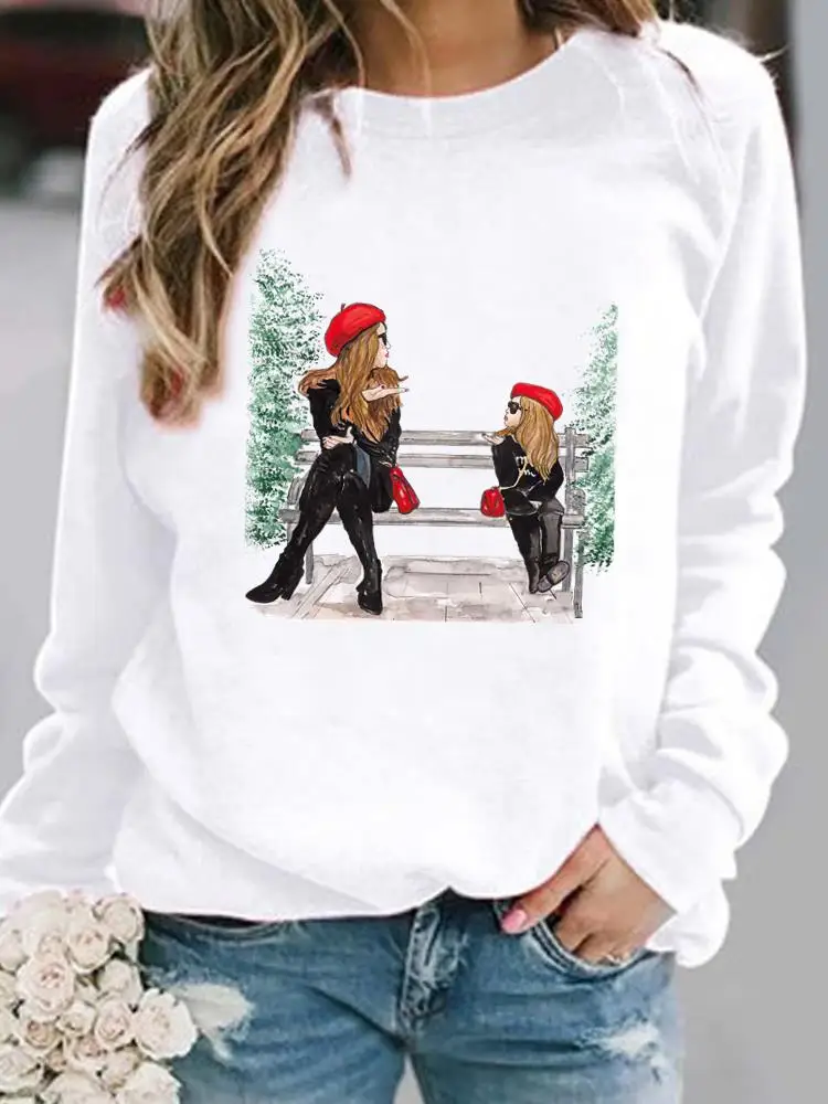 

Sweet Love Letter Trend 90s Christmas New Year Pullovers Women Clothing Ladies Fleece Female O-neck Casual Graphic Sweatshirts