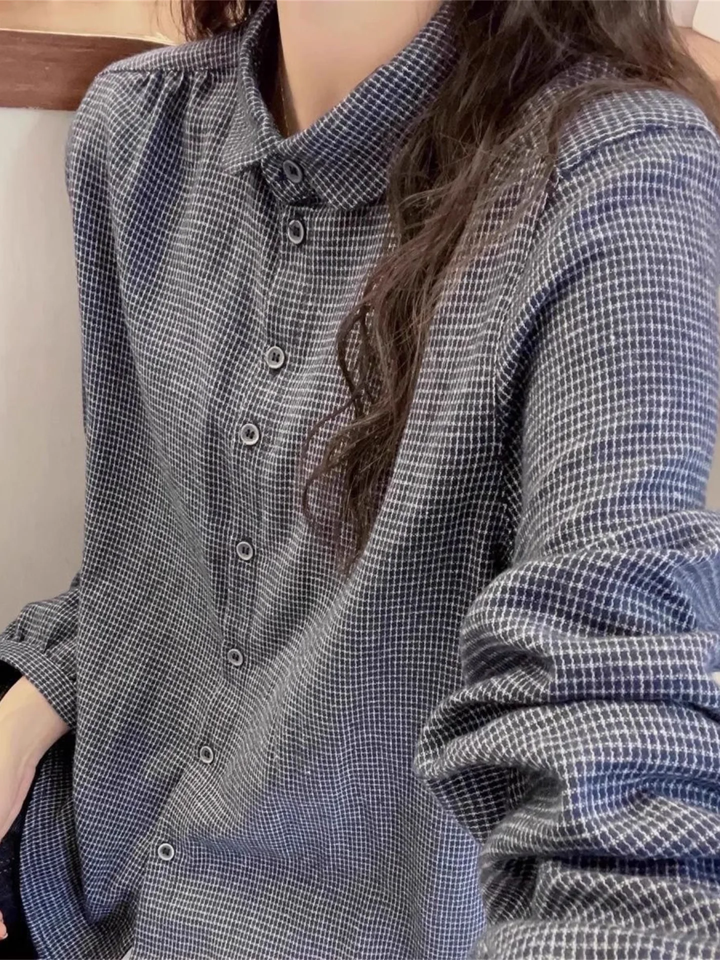 

Женская клетчатая рубашка, повседневный свободный топ для многослойного ношения, внутренняя и внешняя одежда, весна-осень, большие размеры, модная, для невысоких.