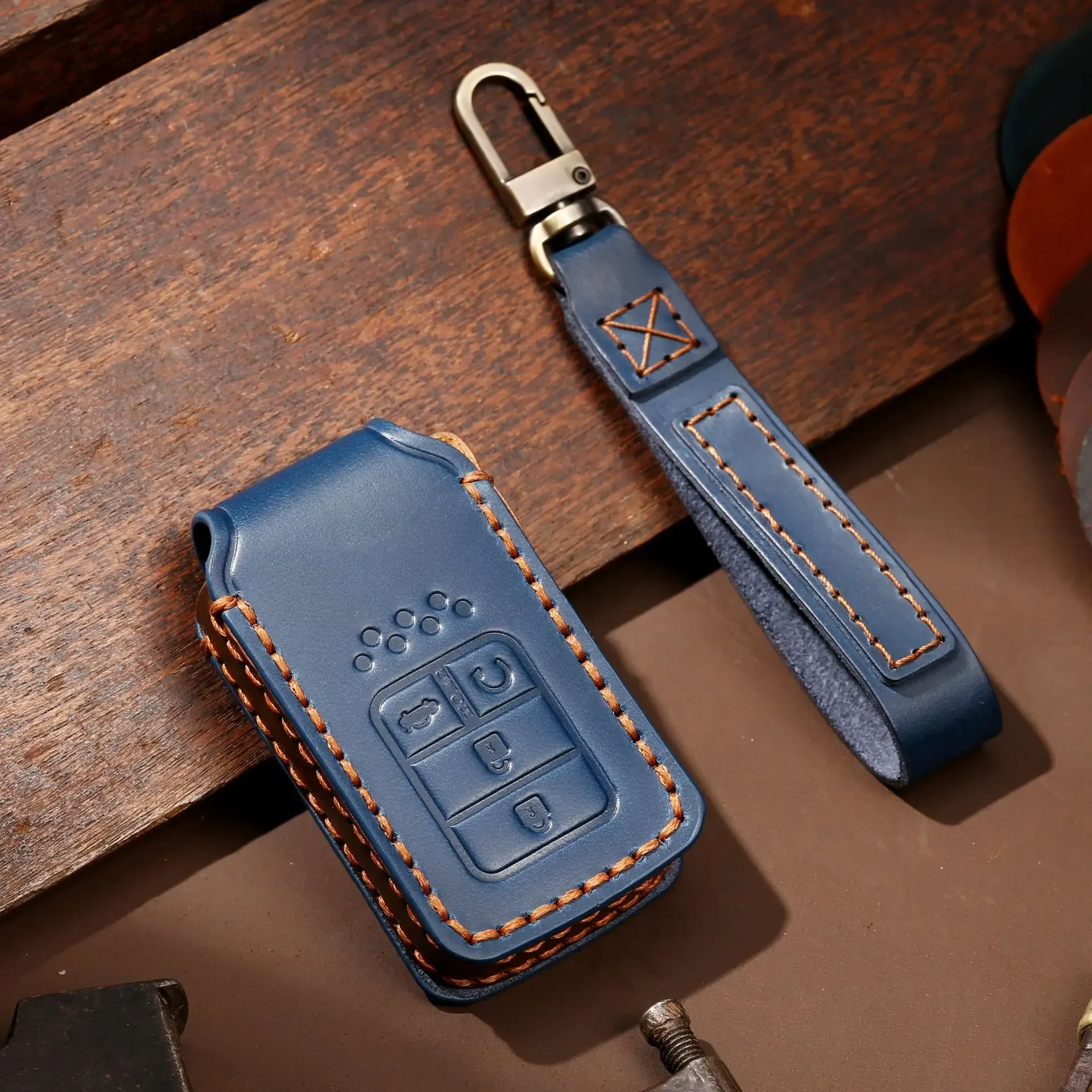 

1pc Leather Car Key Case Key Shell Set For Honda CR-V ACCORD ODYSSEY CIVIC Ect All-inclusive Protection Keychain Accessories