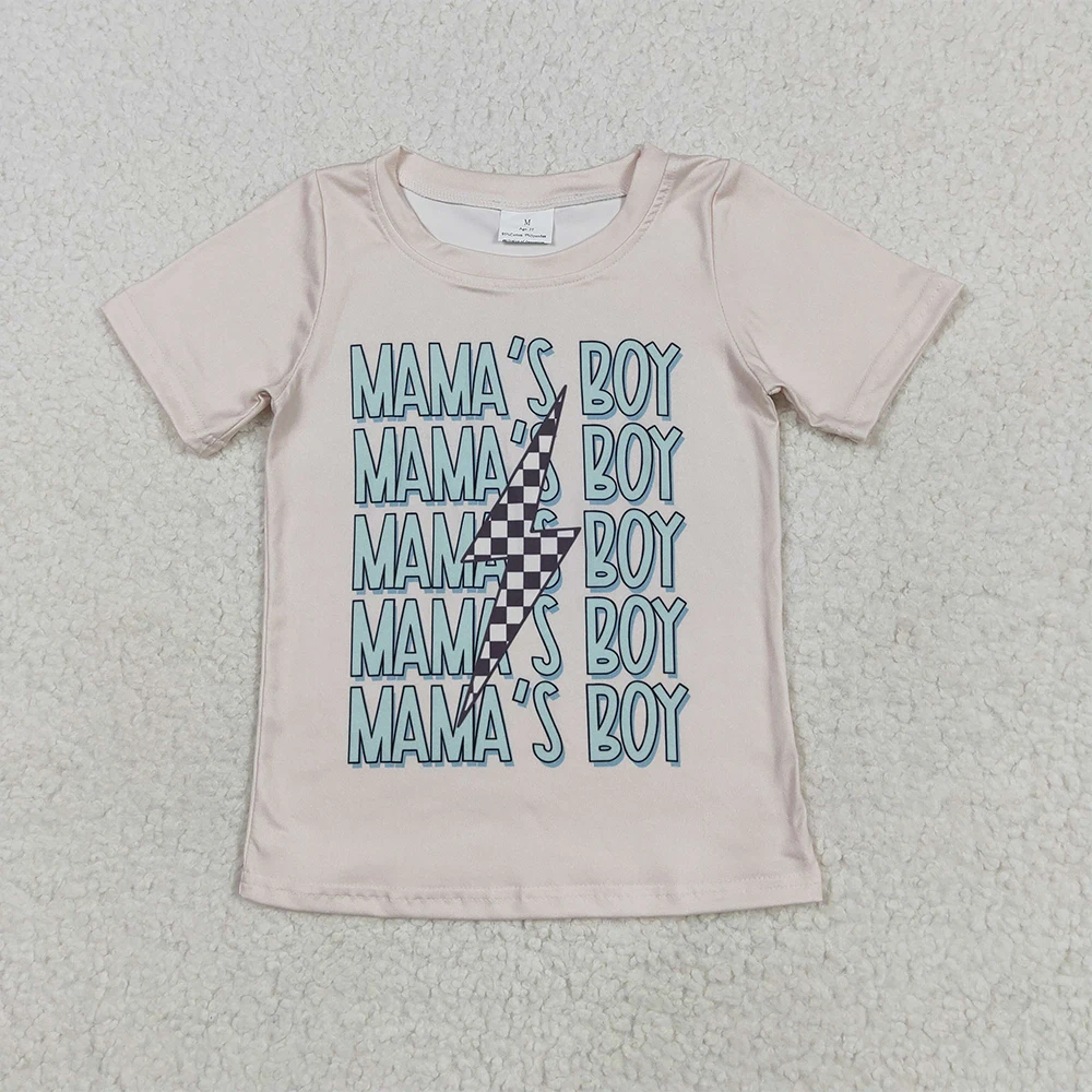

Baby Boys Lightning Thunder Short Sleeve Tee MAMA'S BOY Print Cute Kids Shirt Comfortable Cotton Tops for Babies
