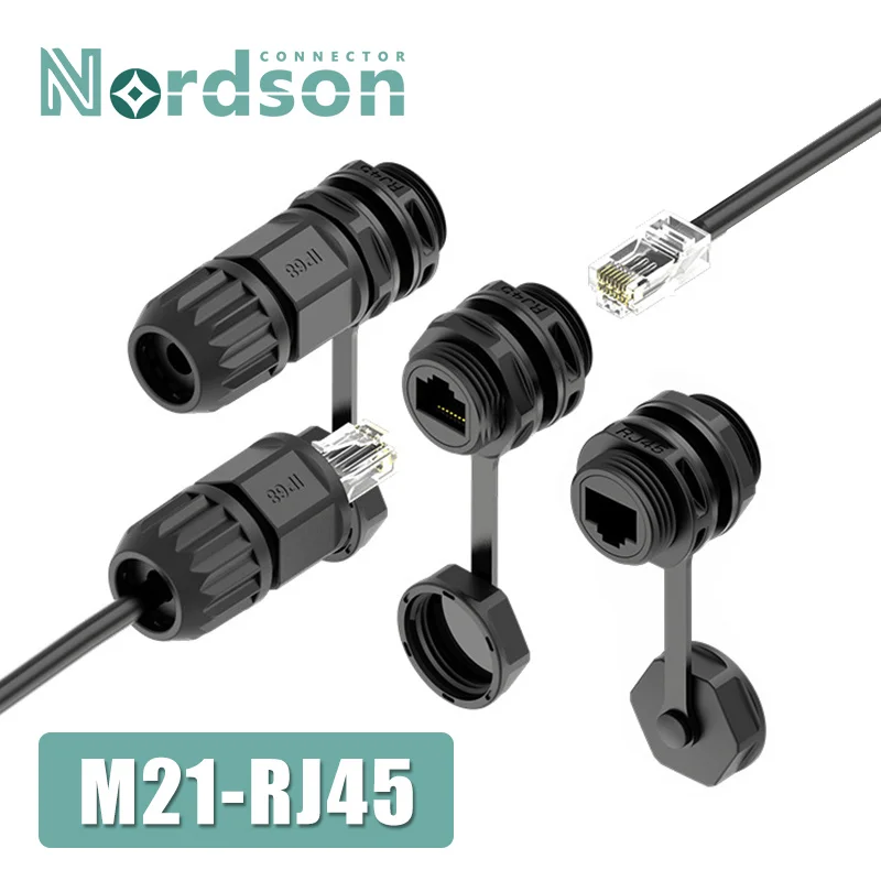 M21 RJ45 Network Waterproof Connector Straight Through Network Plug 1.5A 125V 8P8C Data Communication Network Connectors IP68