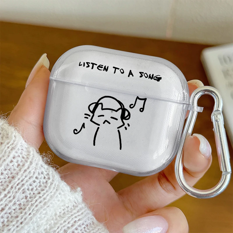 

Minimalist Music Cartoon Earbuds Case for Airpods 4/3 Earphone Cases for AirPods Pro3/Pro2/Pro Protective Cover for AirPods 1/2